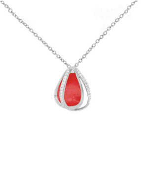 Coral and diamond Pendant