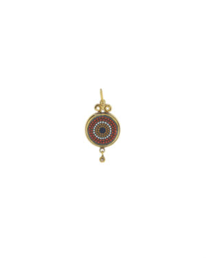 Red micromosaic and diamond pendant