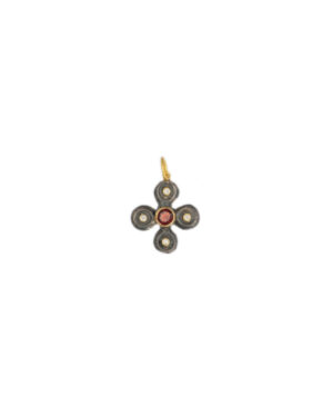 24k Gold Garnet and diamonds Pendant