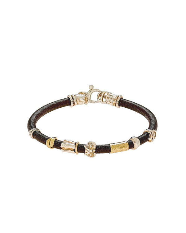 Gold and Silver leather bracelet