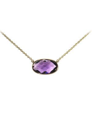 Faceted Oval Amethyst Necklace