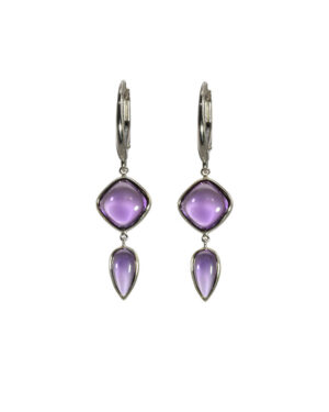 Cushion and Pear Amethyst Earrings